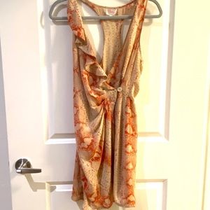 Parker Cream Red Snake print wrap racerback dress